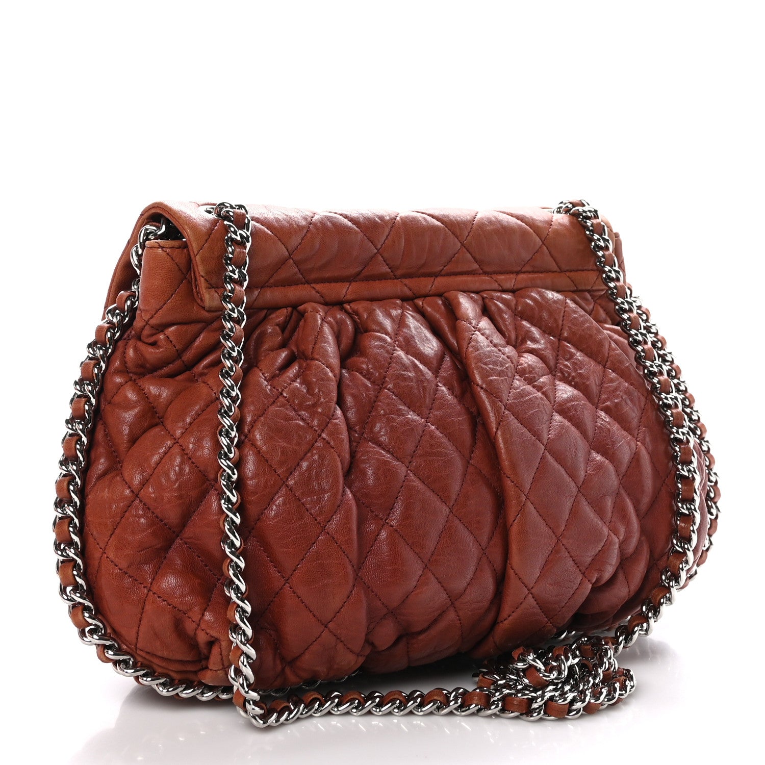 Chanel Washed Lambskin Quilted Large Chain Around Messenger Brown 3 of 11