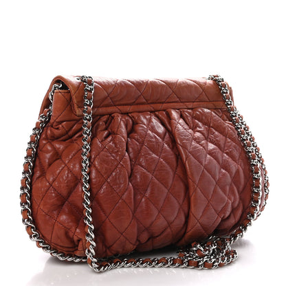 Chanel Washed Lambskin Quilted Large Chain Around Messenger Brown 3 of 11