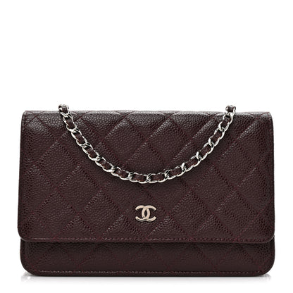 Chanel Caviar Quilted Wallet on Chain WOC Burgundy 1 of 12