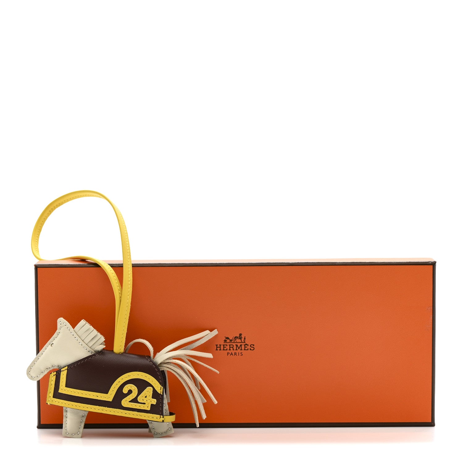 Hermes Milo Lambskin Grigri Rodeo Robeo 24 Bag Charm PM Craie Terre Jaune De Naples 4 of 4