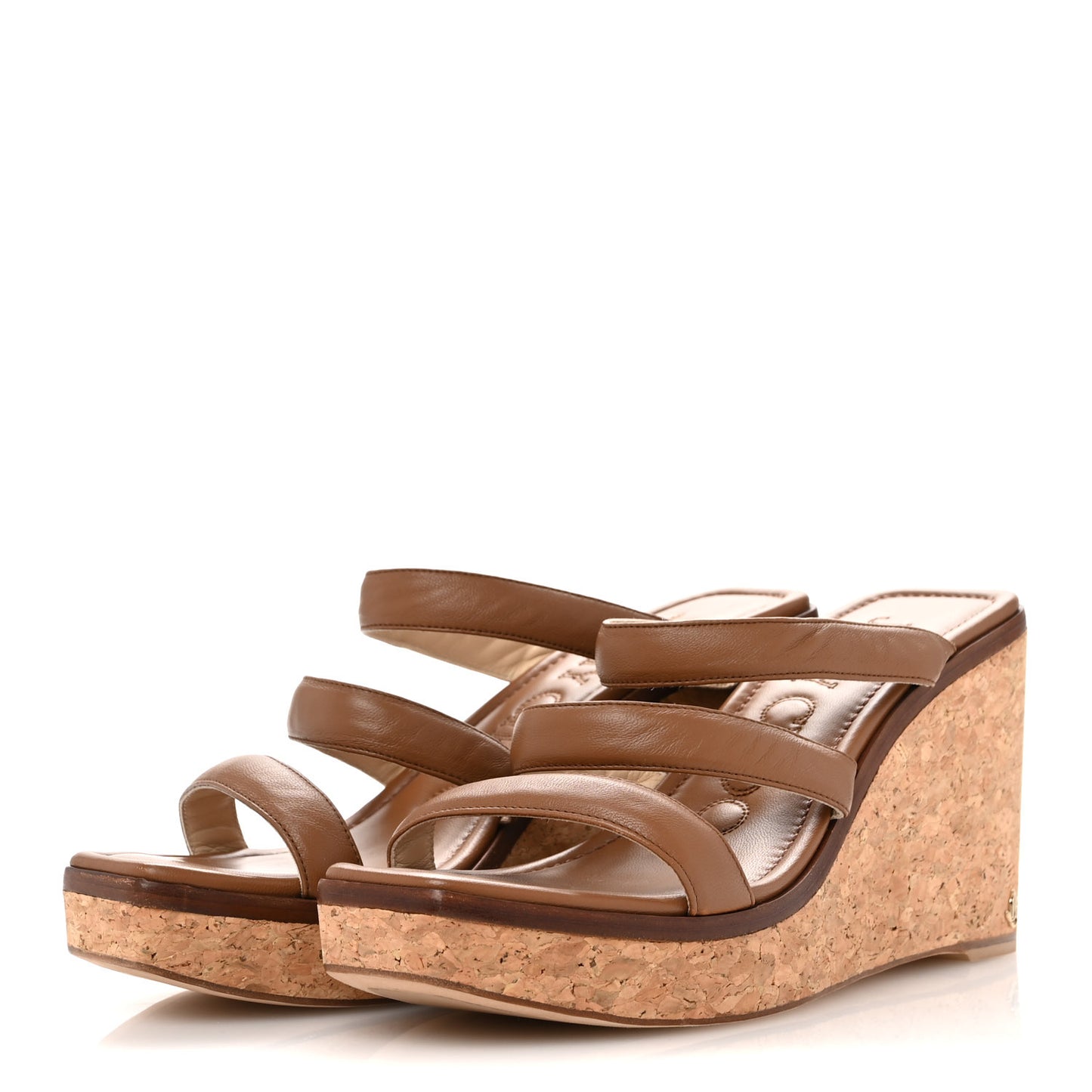 Calfskin Cork Athenia 110 Wedge Sandals 40 Cuoio