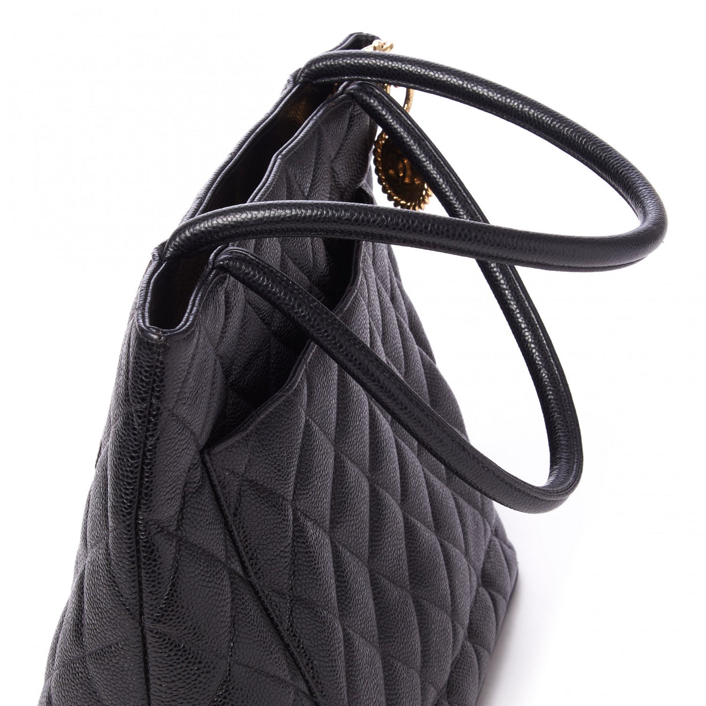 Caviar Quilted Medallion Tote Black