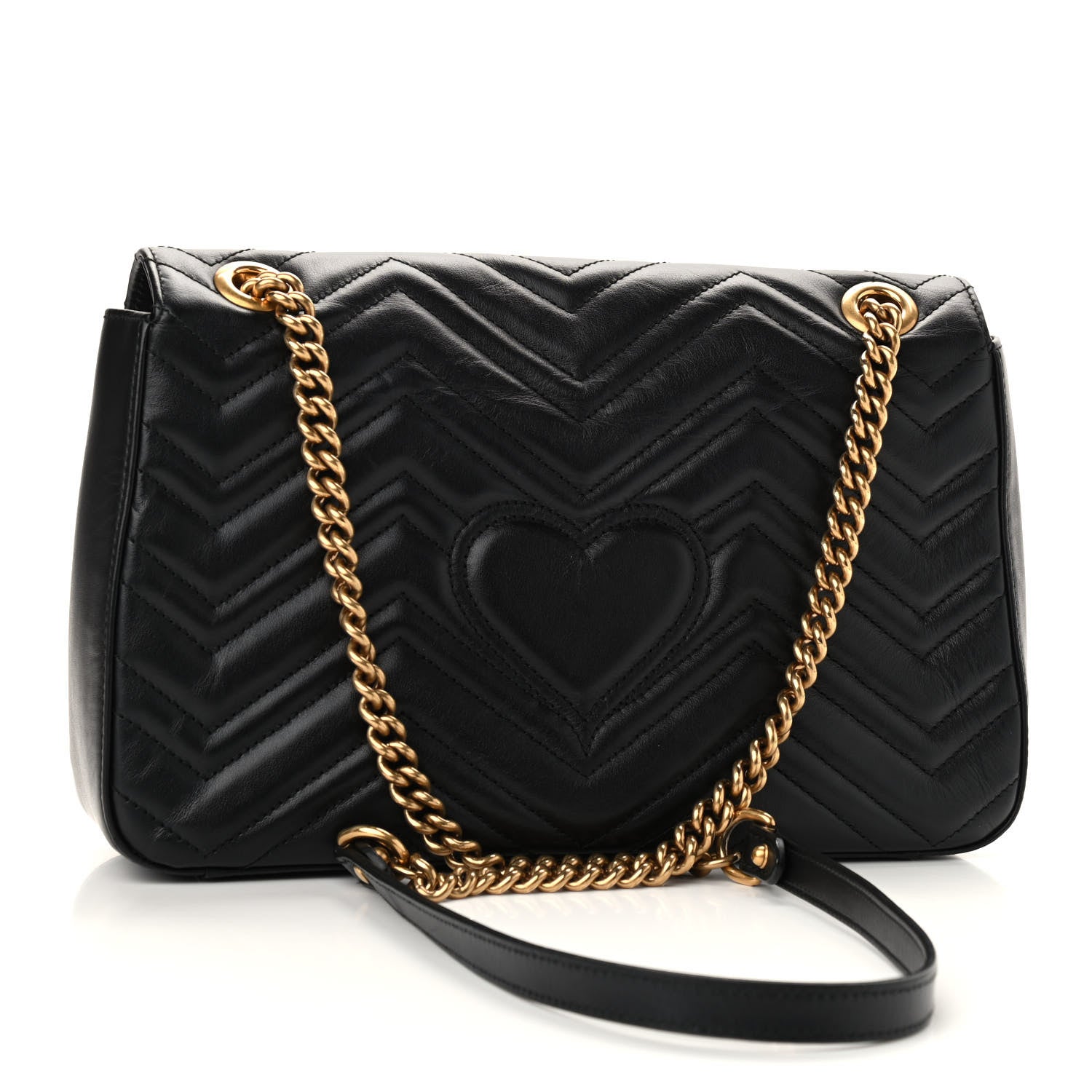 Gucci Calfskin Matelasse Animal Studs Medium GG Marmont Shoulder Bag Black 2 of 8