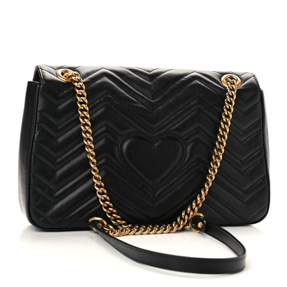 Gucci Calfskin Matelasse Animal Studs Medium GG Marmont Shoulder Bag Black 2 of 8