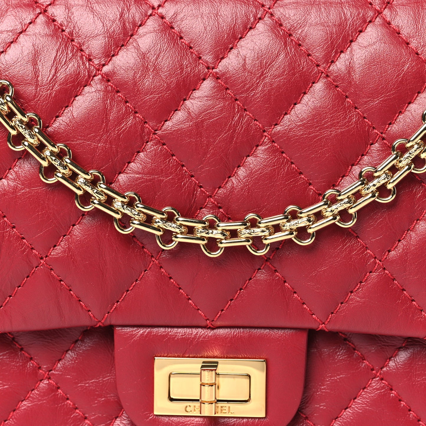 Aged Calfskin Quilted 2.55 Reissue 225 Flap Red