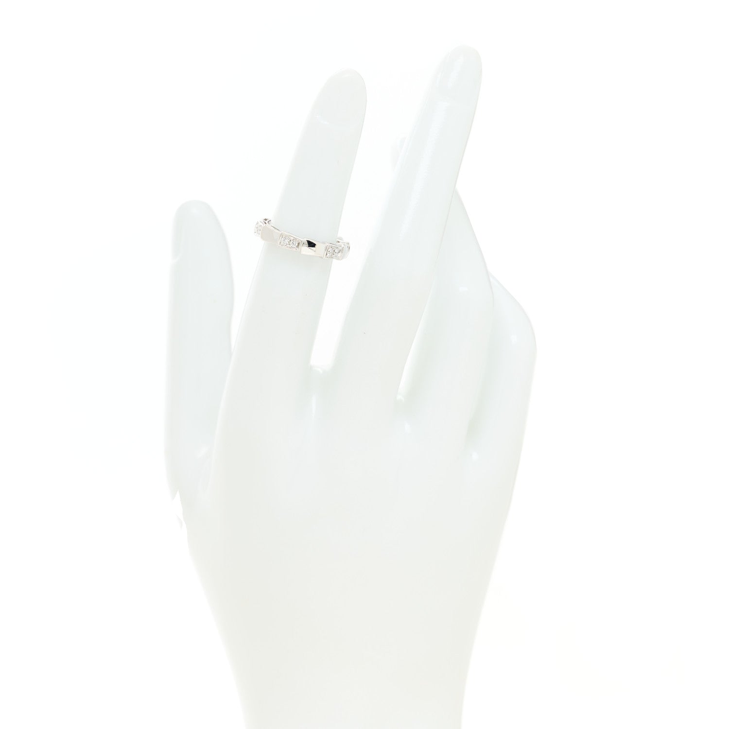 Bulgari 18K White Gold Diamond Serpenti Viper Band Ring 47 4 2 of 5