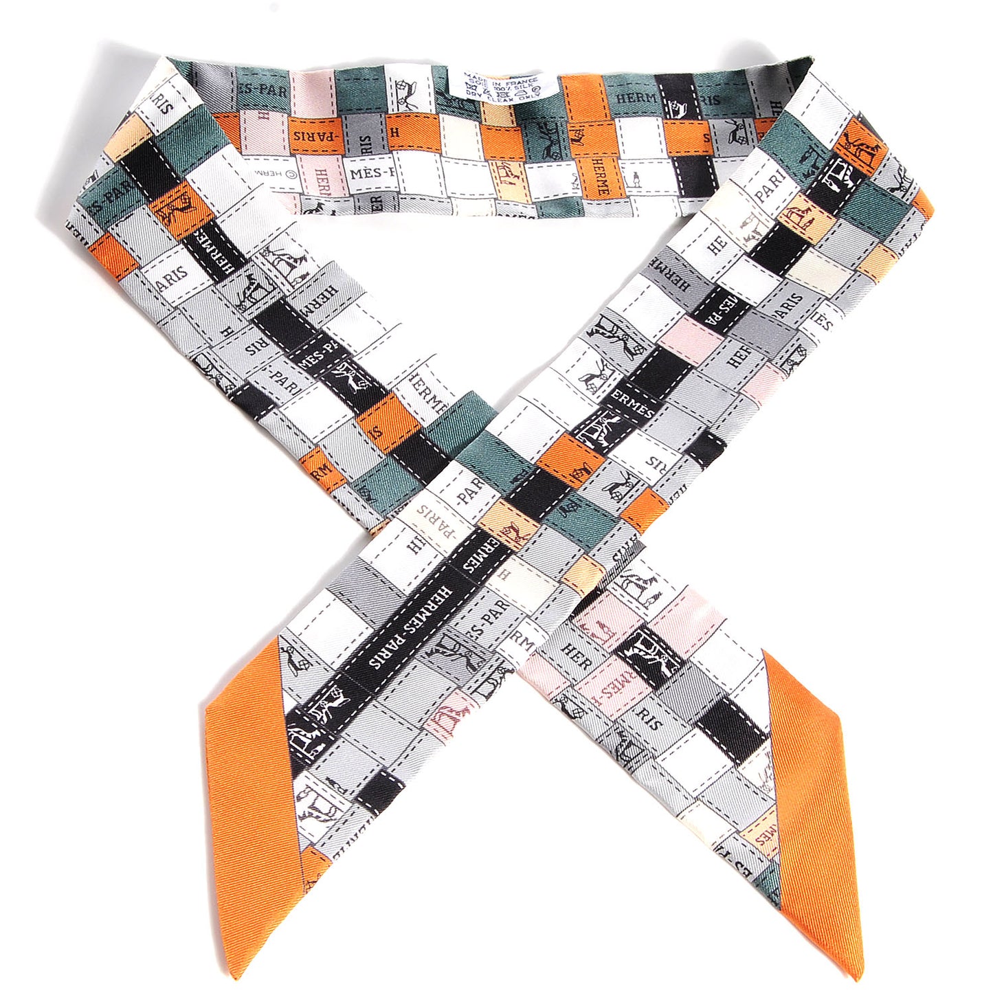 Silk Bolduc Au Carre Twilly Gris Caramel Blanc