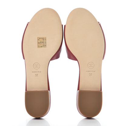 Chanel Lambskin Enamel CC Mules 37 Red 5 of 11