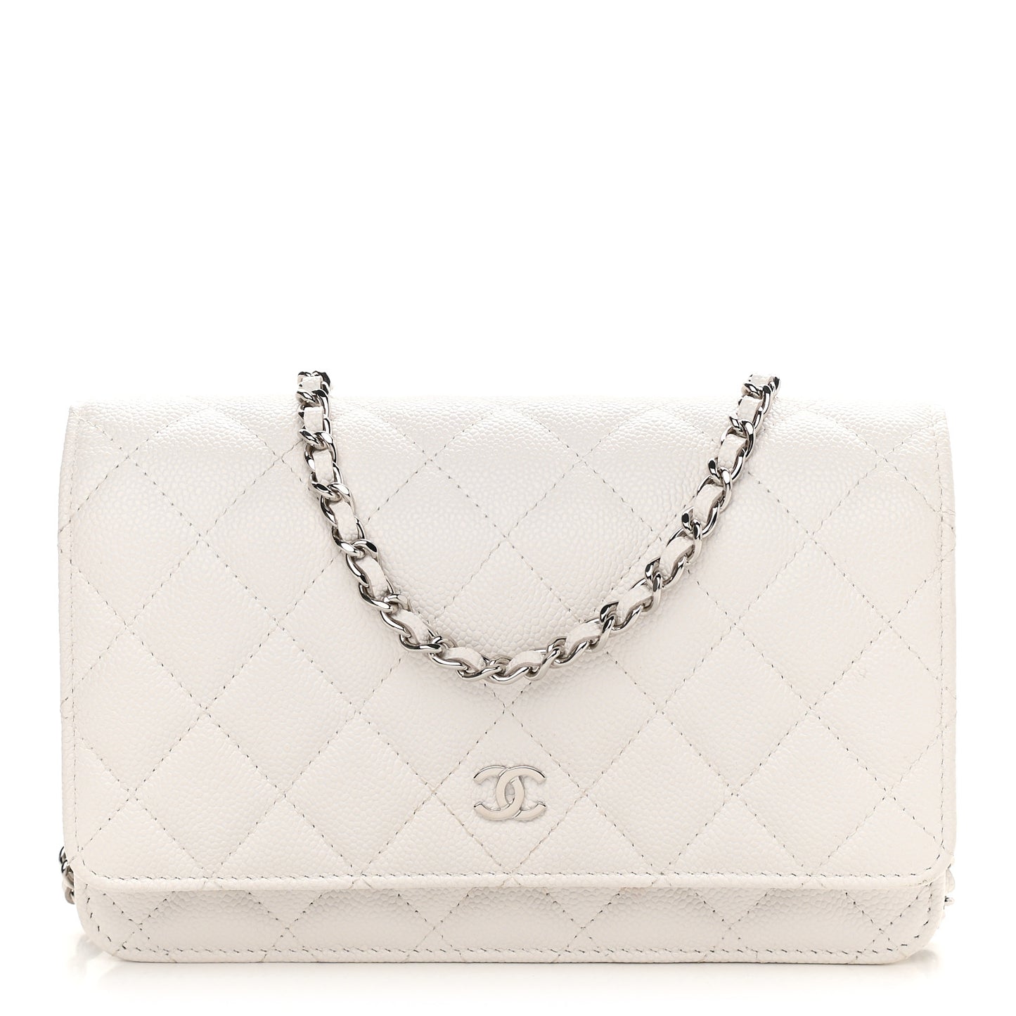 Caviar Quilted Wallet On Chain WOC White
