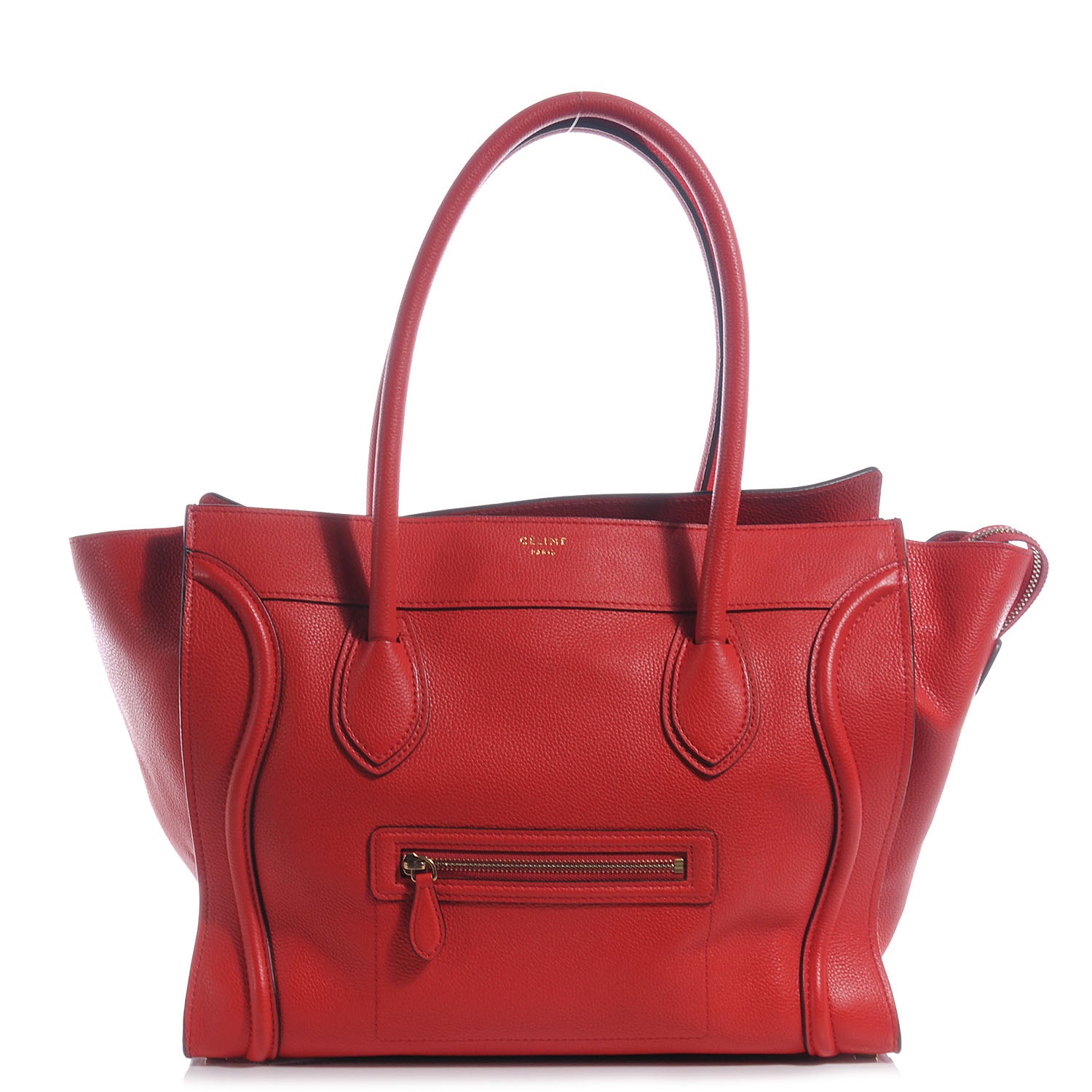 Celine Drummed Leather Shoulder Luggage Red 1 of 8