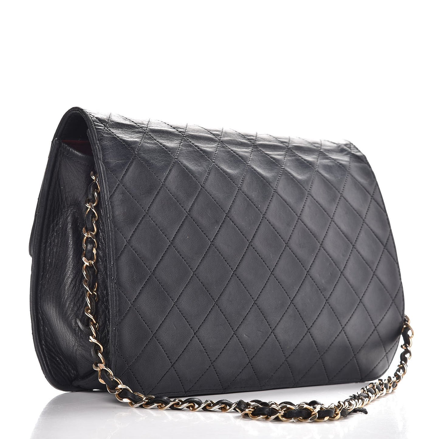 Lambskin Quilted Medium Single Flap Black