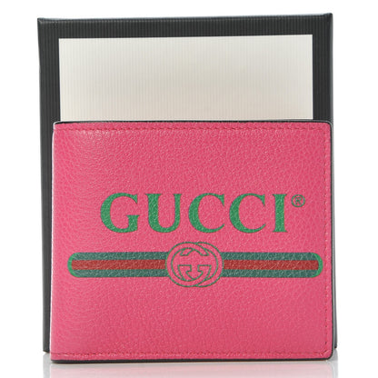 Gucci Grained Calfskin Logo Bi-Fold Wallet Box Pink Green 8 of 8
