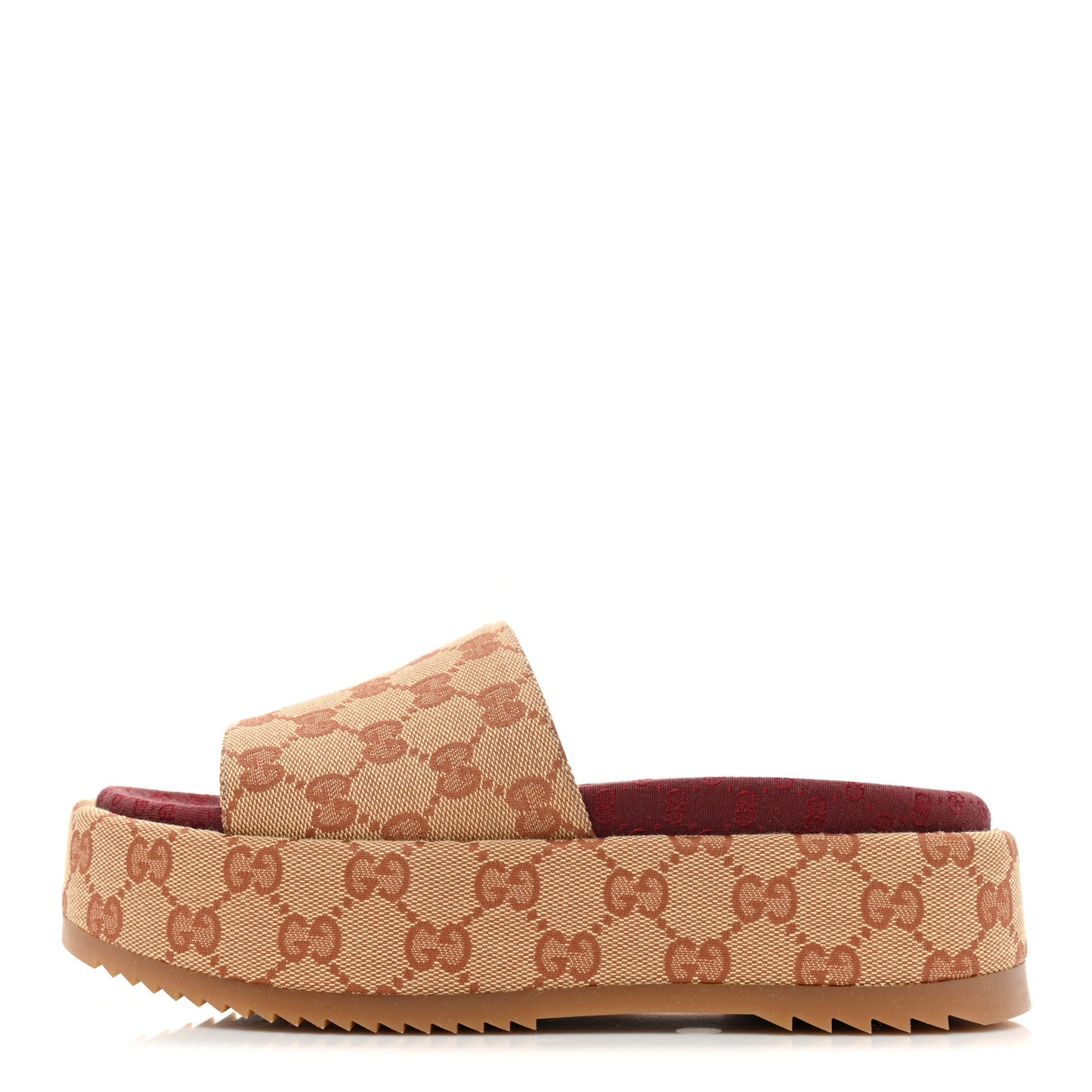 Canvas GG Monogram Angelina Platform Slide Sandals 36 Beige Ruggine