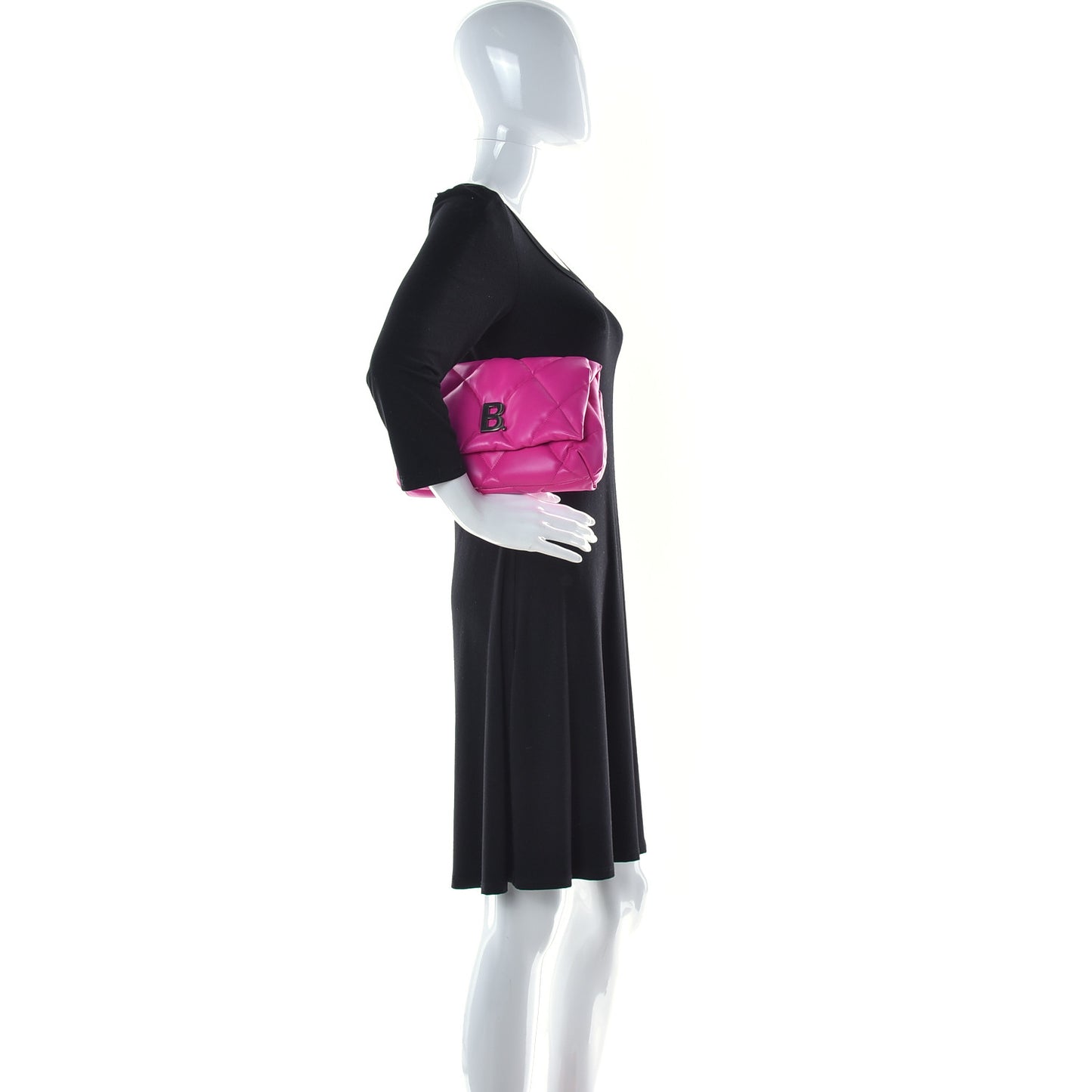 Nappa Calfskin Quilted Touch B Puffy Clutch Fuchsia