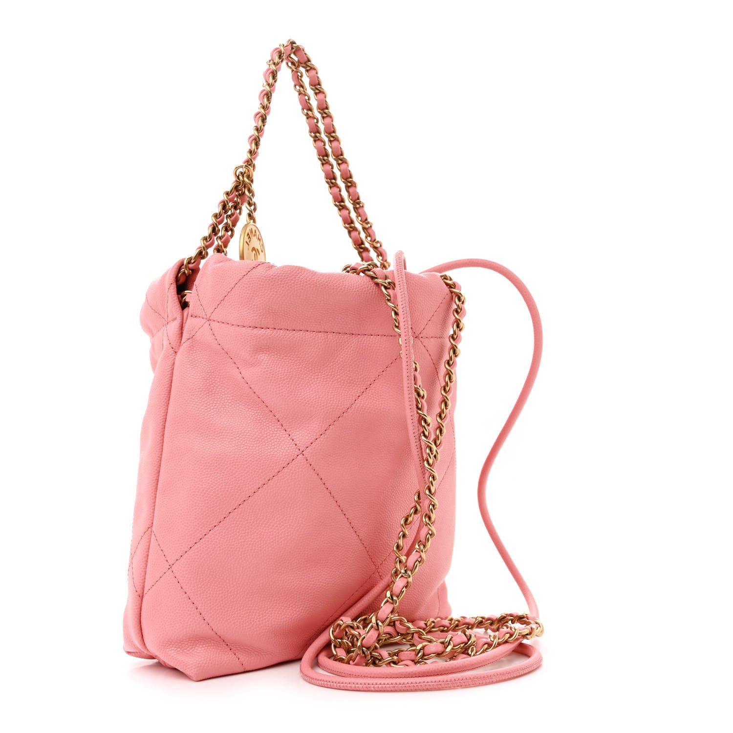 Chanel Shiny Caviar Quilted Mini Chanel 22 Coral 3 of 10