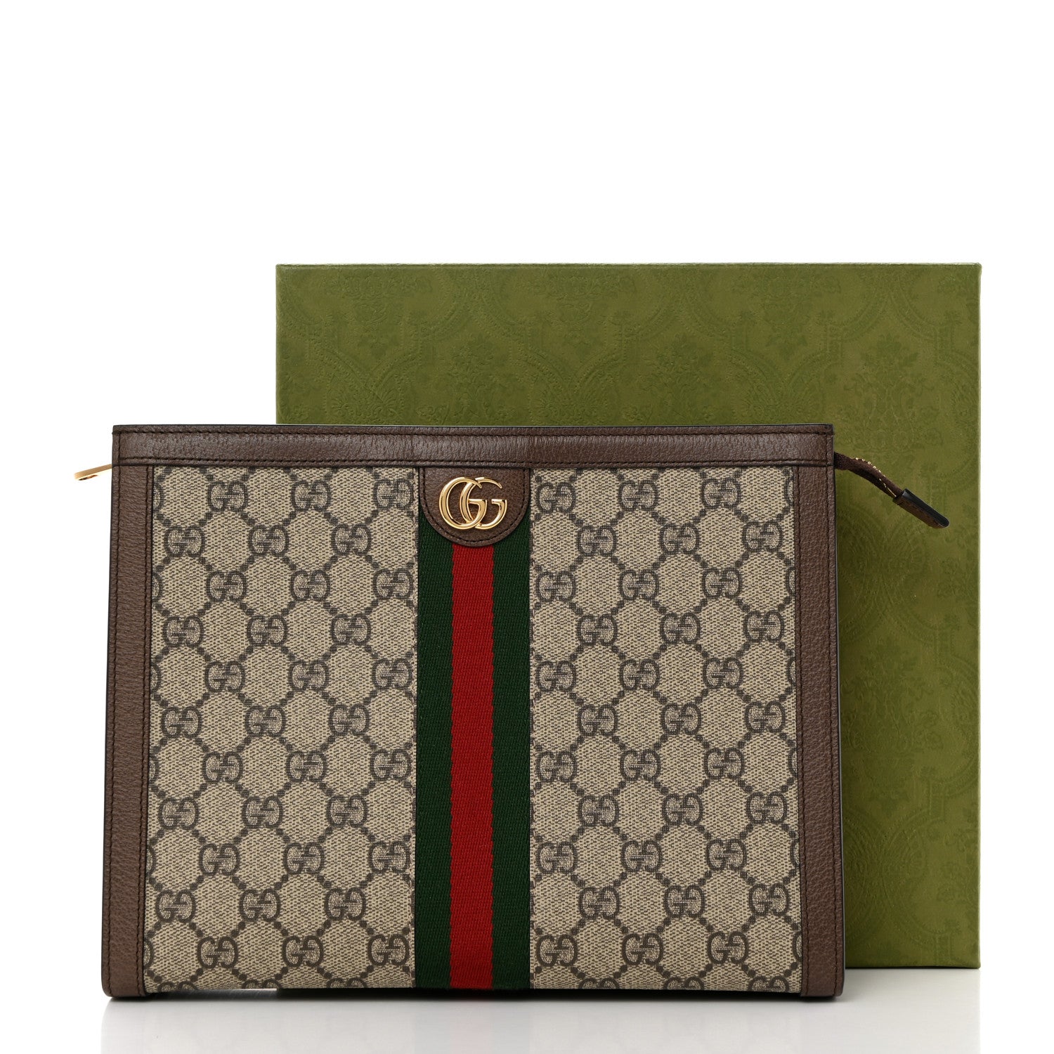 Gucci GG Supreme Monogram Web Ophidia Pouch Brown 10 of 10