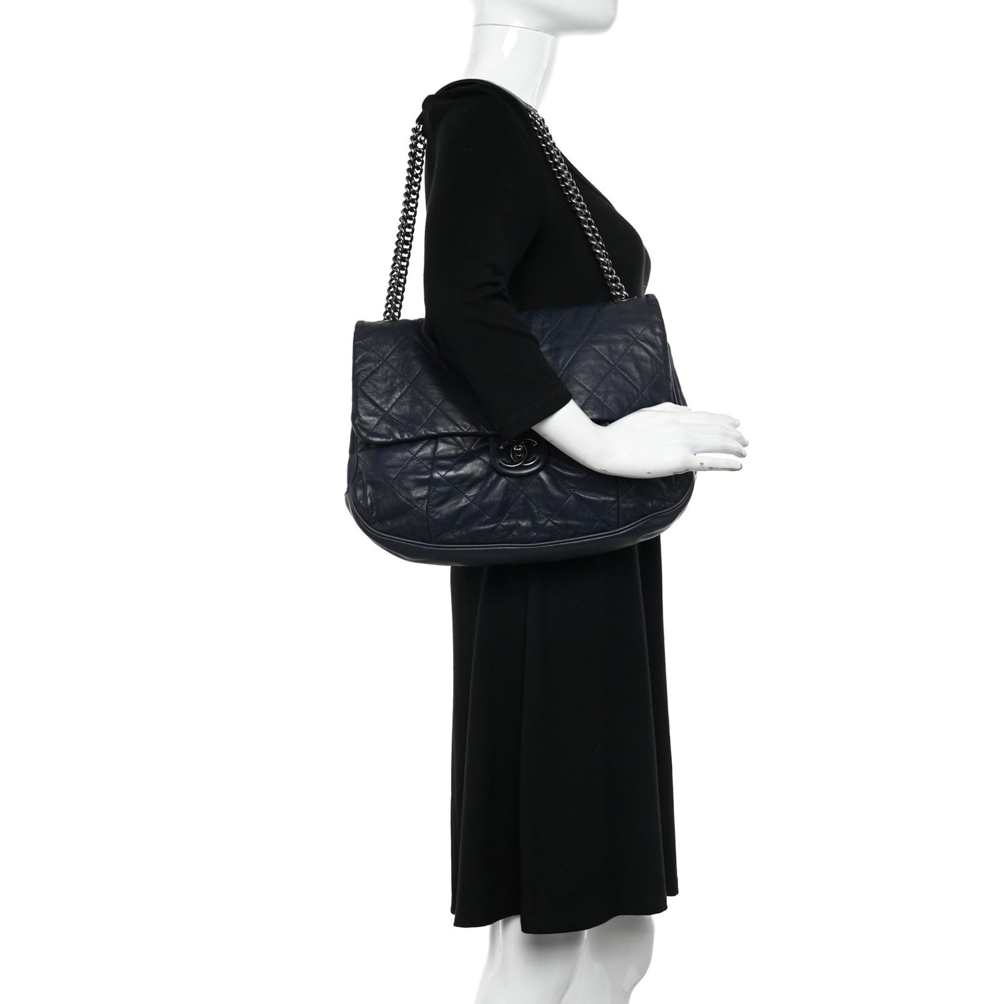 Calfskin Coco Pleats Flap Black