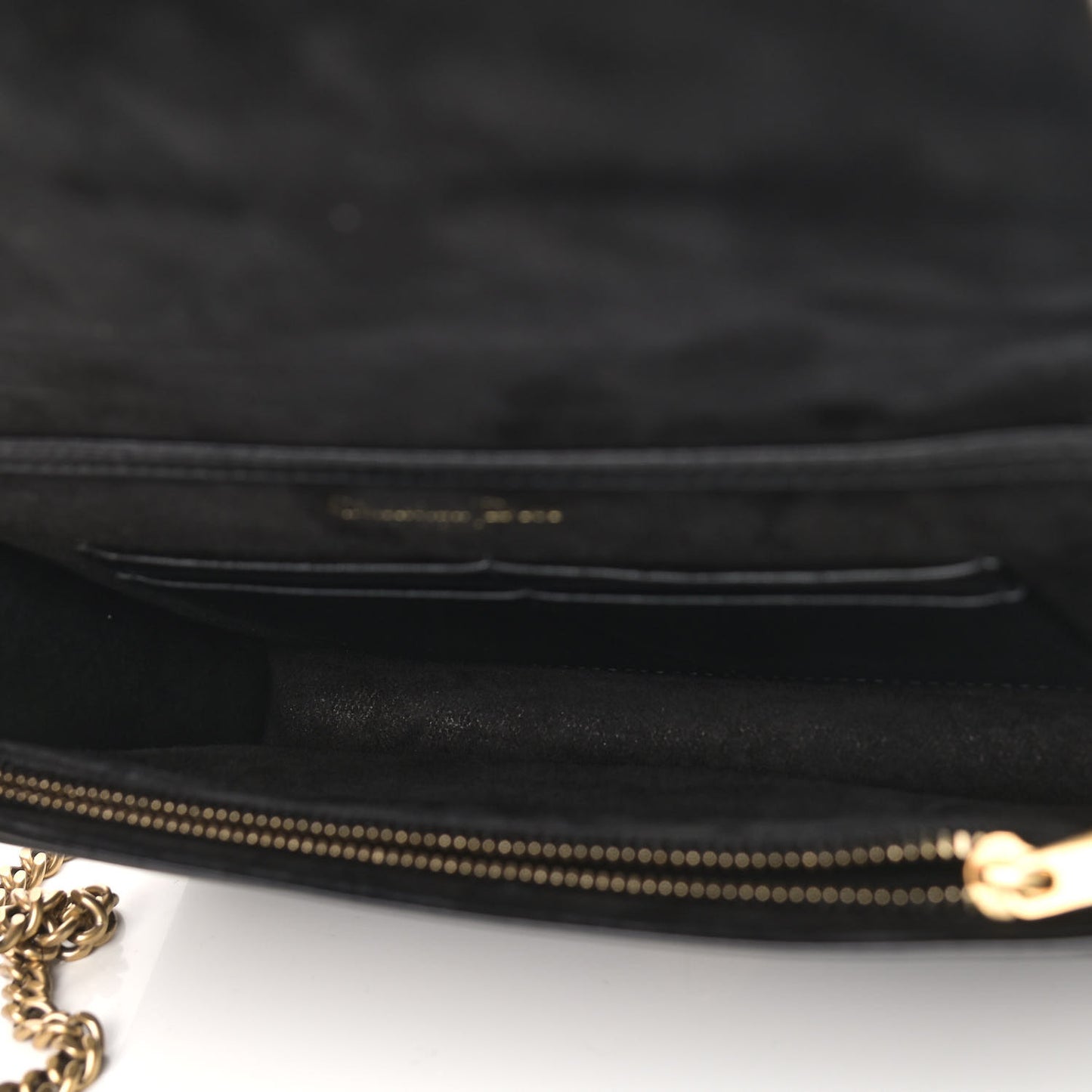 Patent Studded Diorama Wallet on Chain Pouch Black