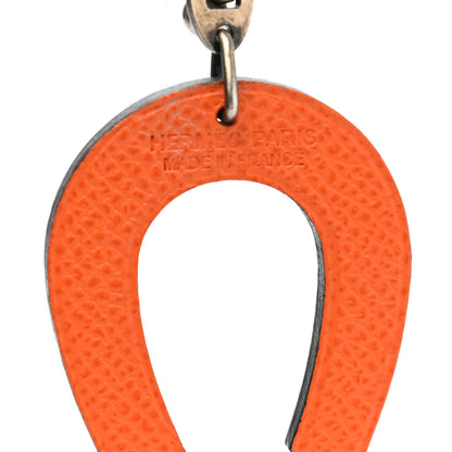 Hermes Epsom Lucky Horseshoe Bag Charm Graphite Orange 3 of 3