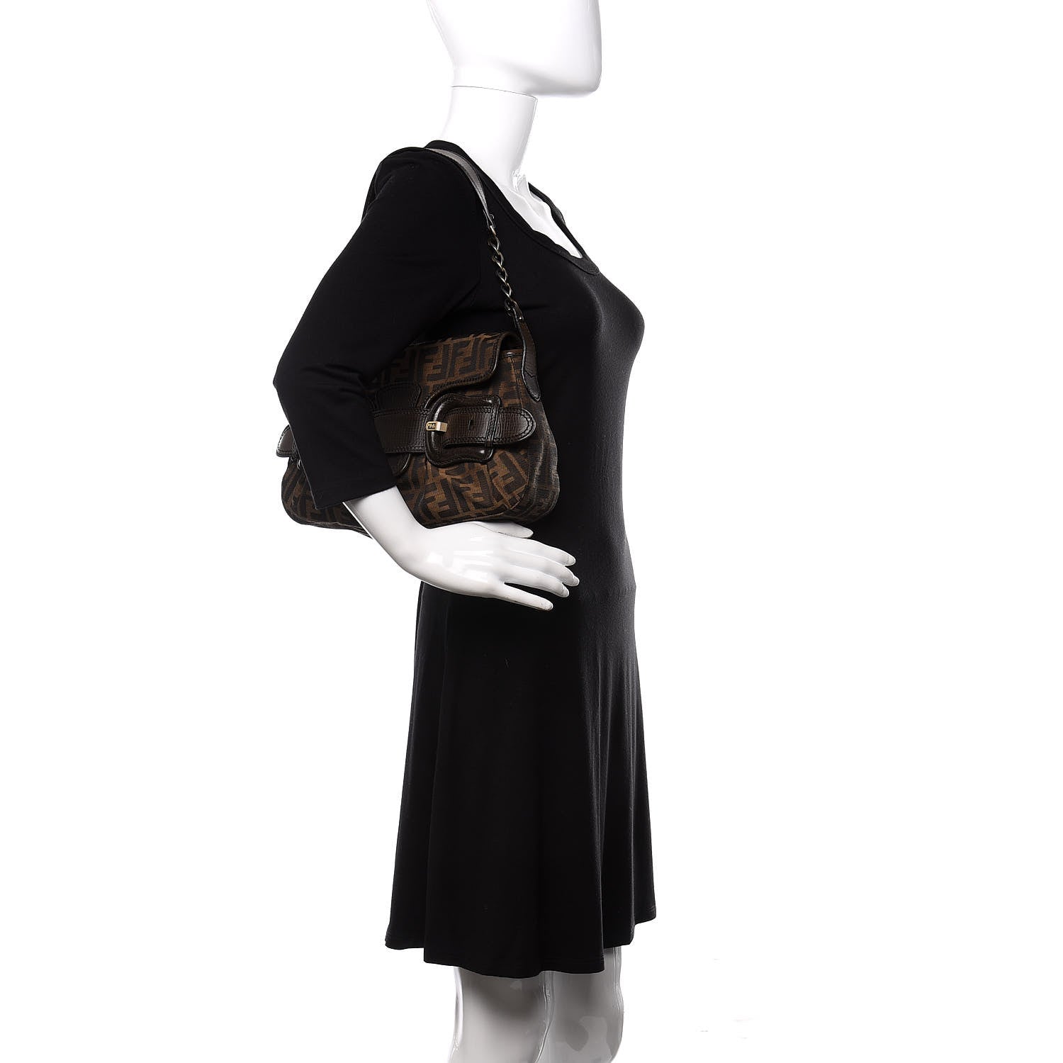 Fendi Zucca B Bis Flap Bag Tobacco Castagna 2 of 9