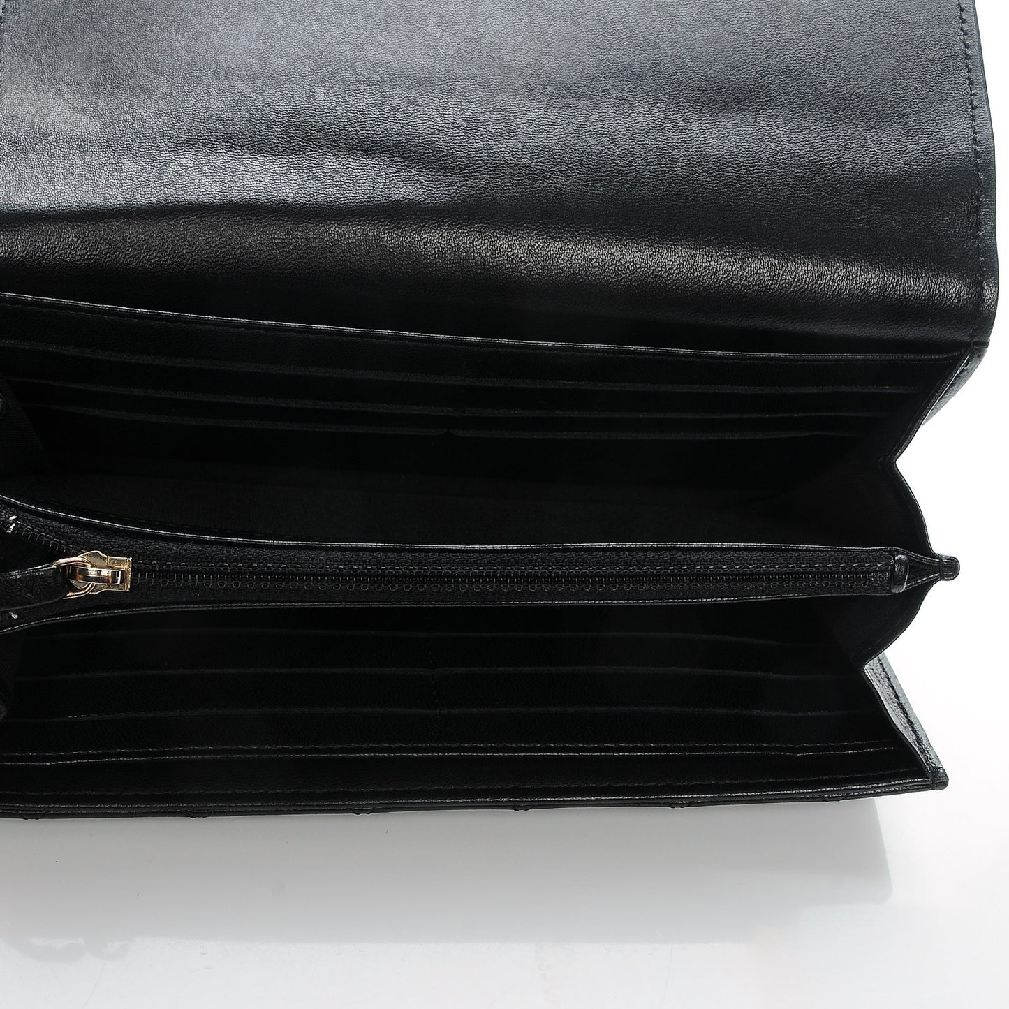 Lambskin Quilted Large Diamond CC Flap Wallet Black