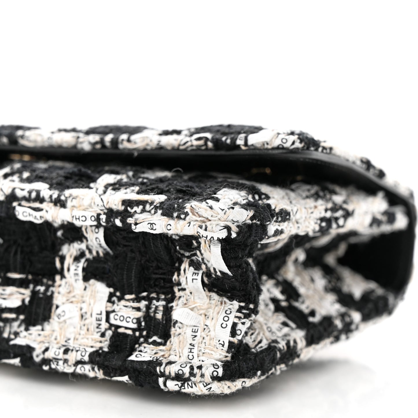 Tweed Quilted Wallet On Chain WOC Black Ecru White