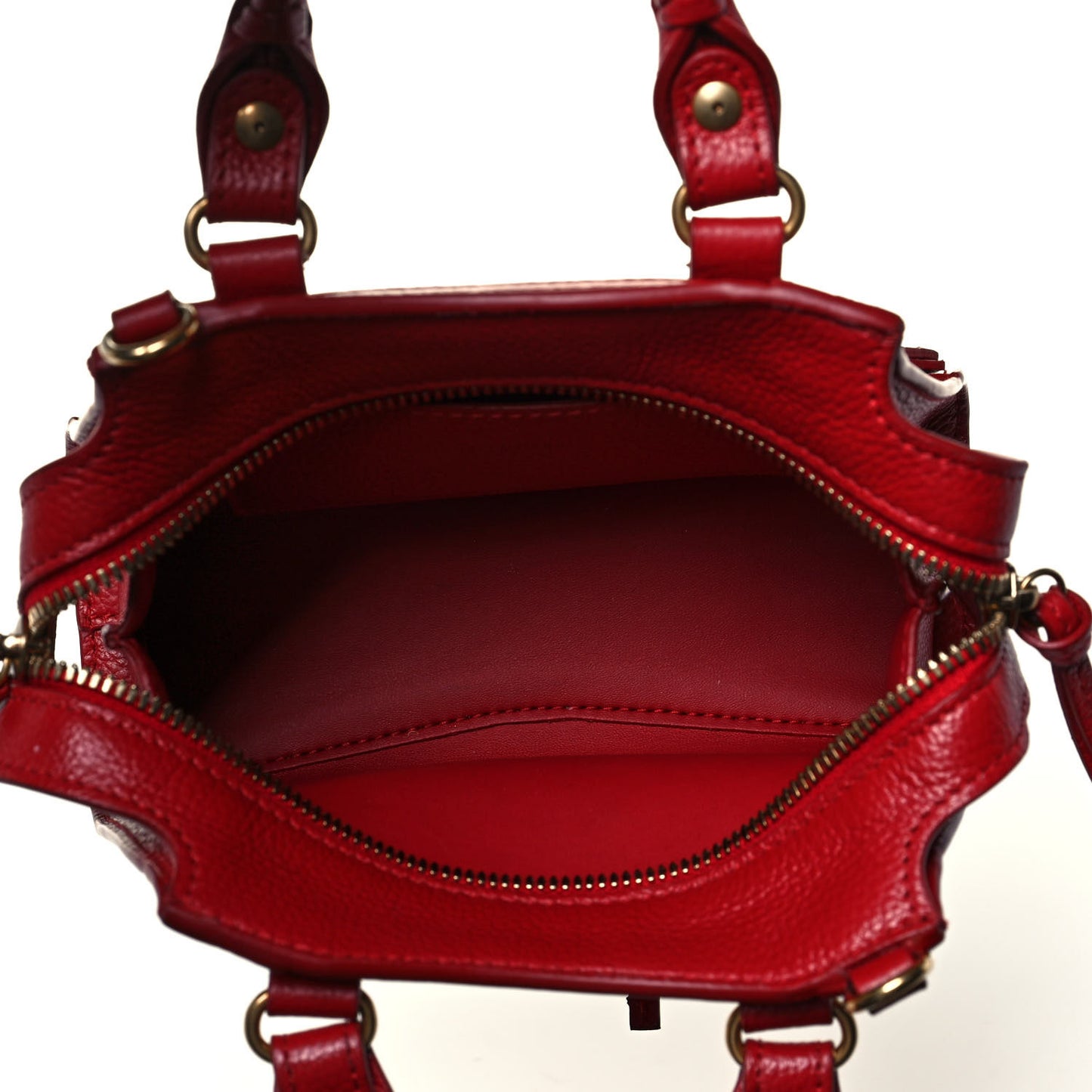 Grained Calfskin Neo Classic Gold Hardware Nano City Crossbody Medium Red