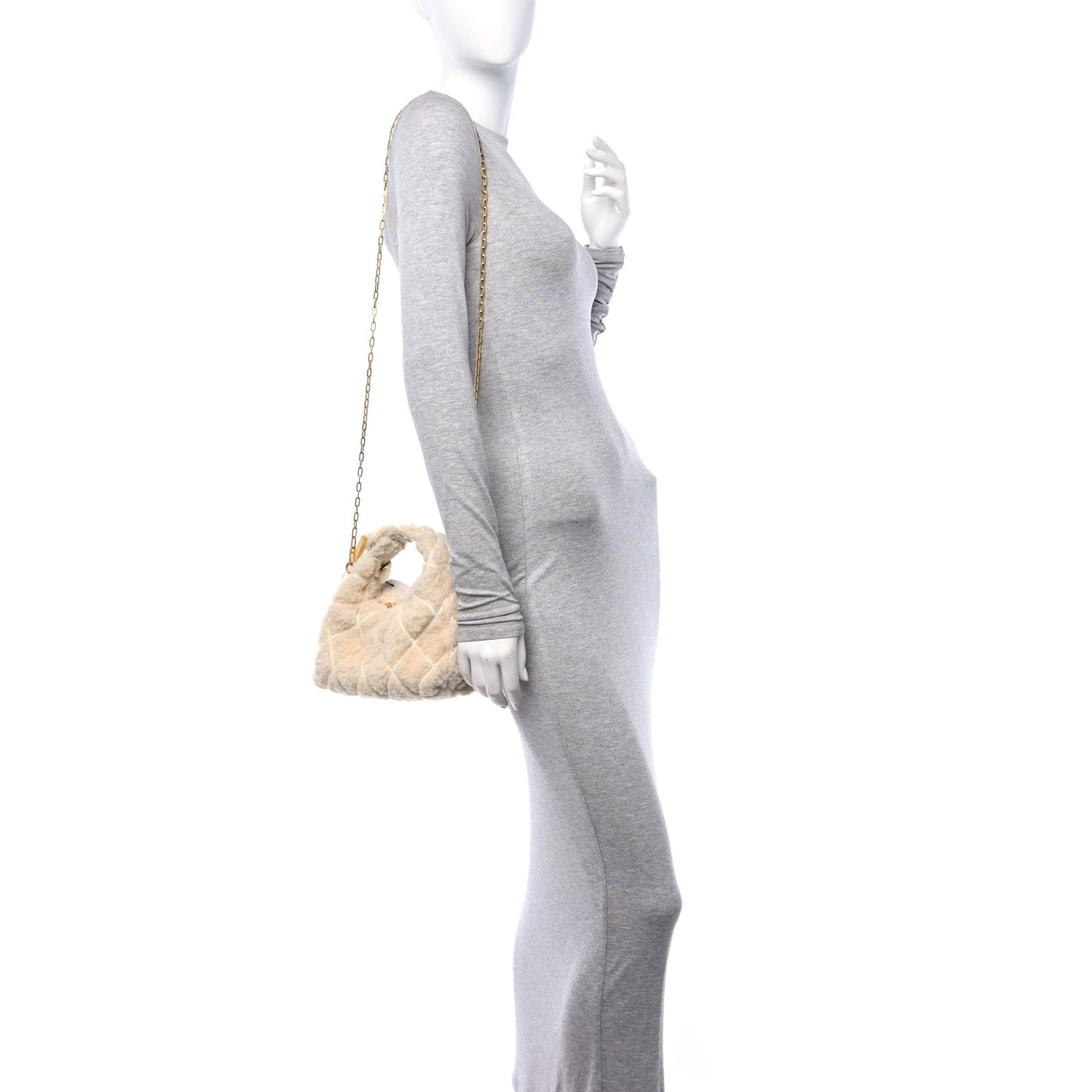 Shearling Peg Micro Duffle Bag Ecru