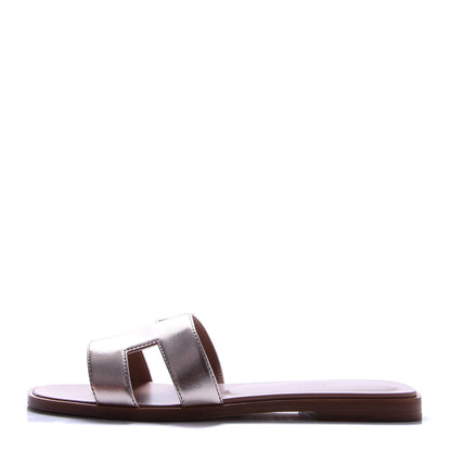 Hermes Metallic Nappa Oran Sandals 37 Rose Dore 1 of 10