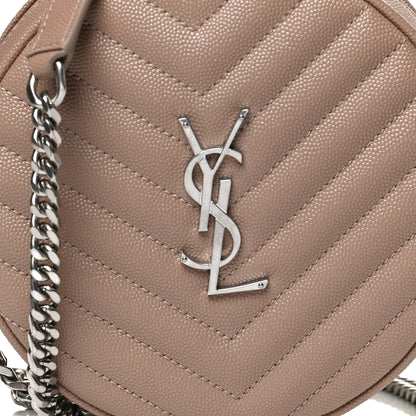 Saint Laurent Grain De Poudre Matelasse Chevron Quilted Round Vinyle Camera Bag Gold Sand 8 of 10