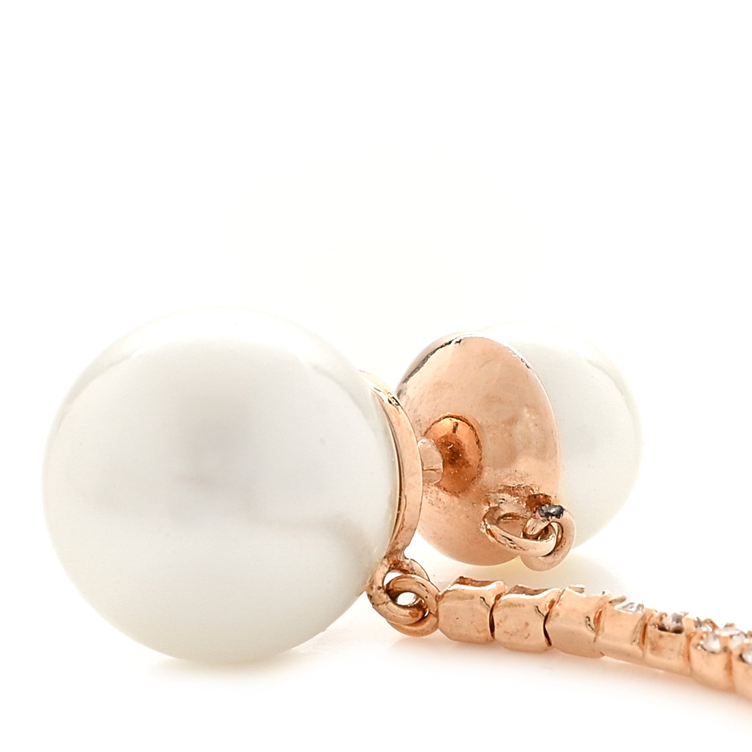 Christian Dior Pearl Crystal Star Tribale Dangle Chain Earrings Rose Gold 5 of 7