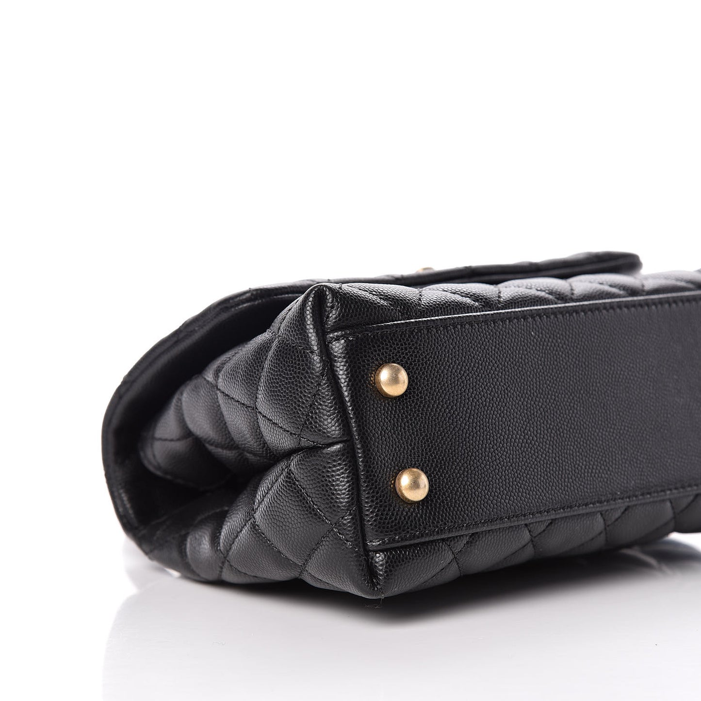 Caviar Lizard Embossed Quilted Mini Coco Handle Flap Black
