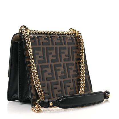 Fendi Vitello Liberty Bi-Color FF 1974 Embossed Small Kan U Shoulder Bag Maya Black 3 of 7