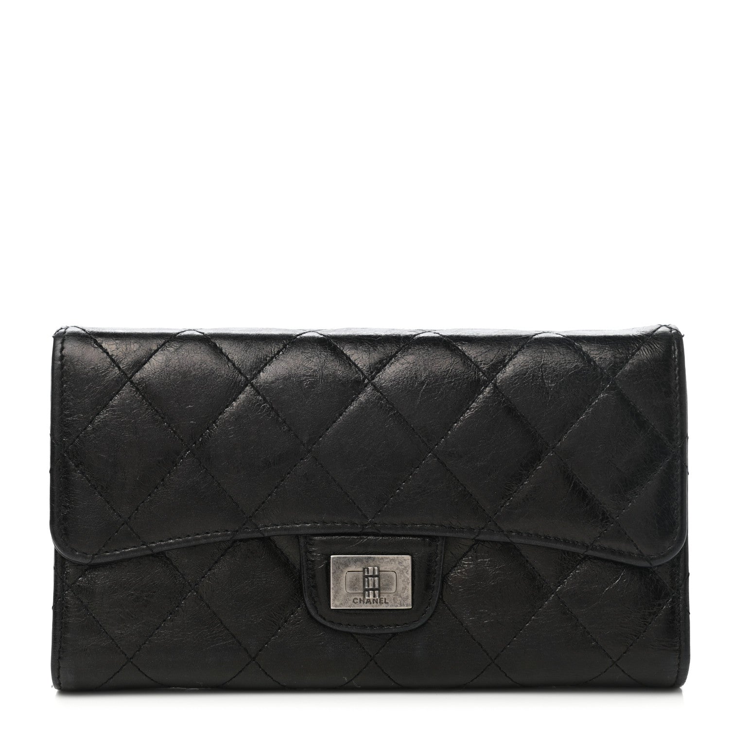 Chanel Glazed Calfskin Quilted Reissue Long Flap Wallet Black 1 of 10