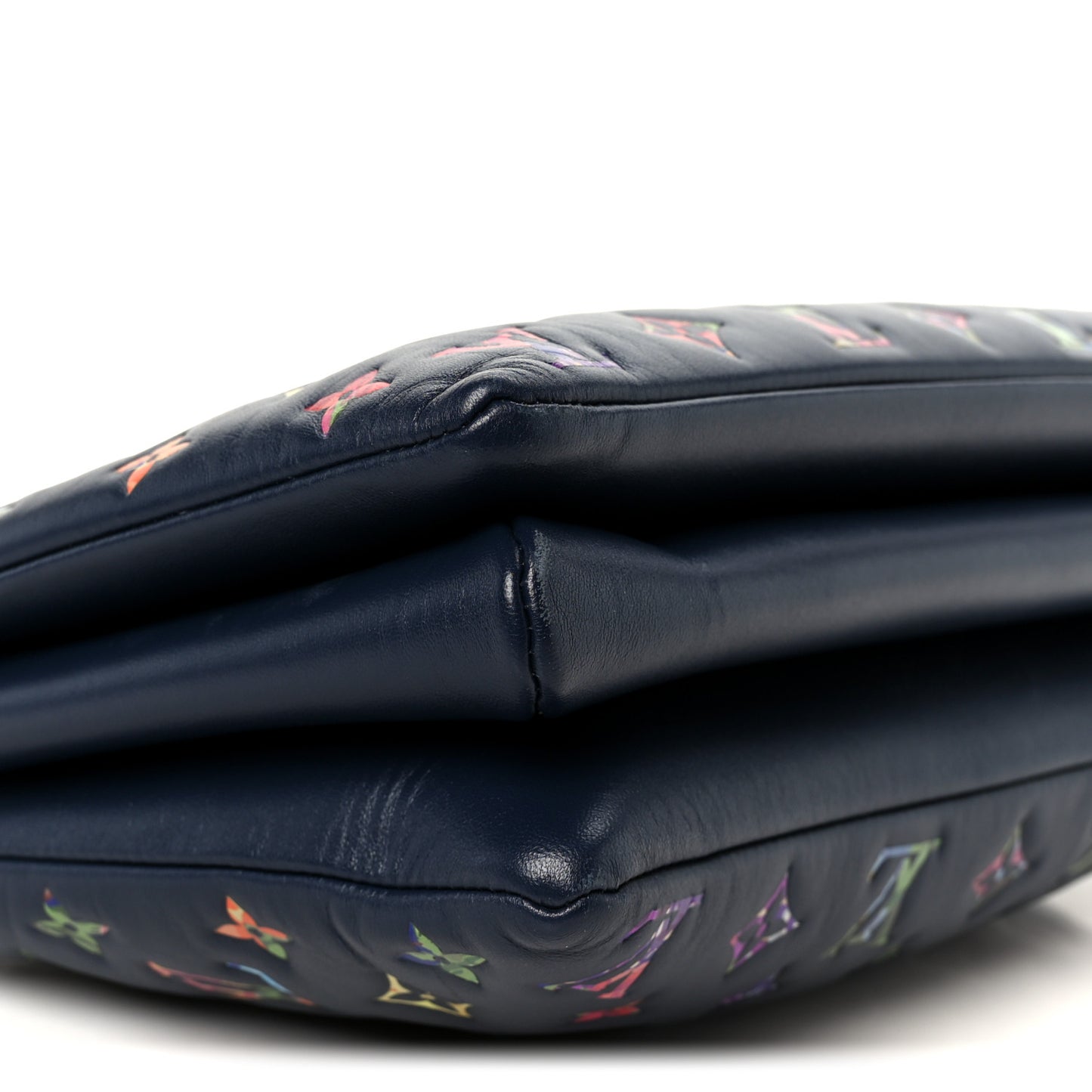 Lambskin Embossed Monogram LV Garden Coussin MM Navy Blue
