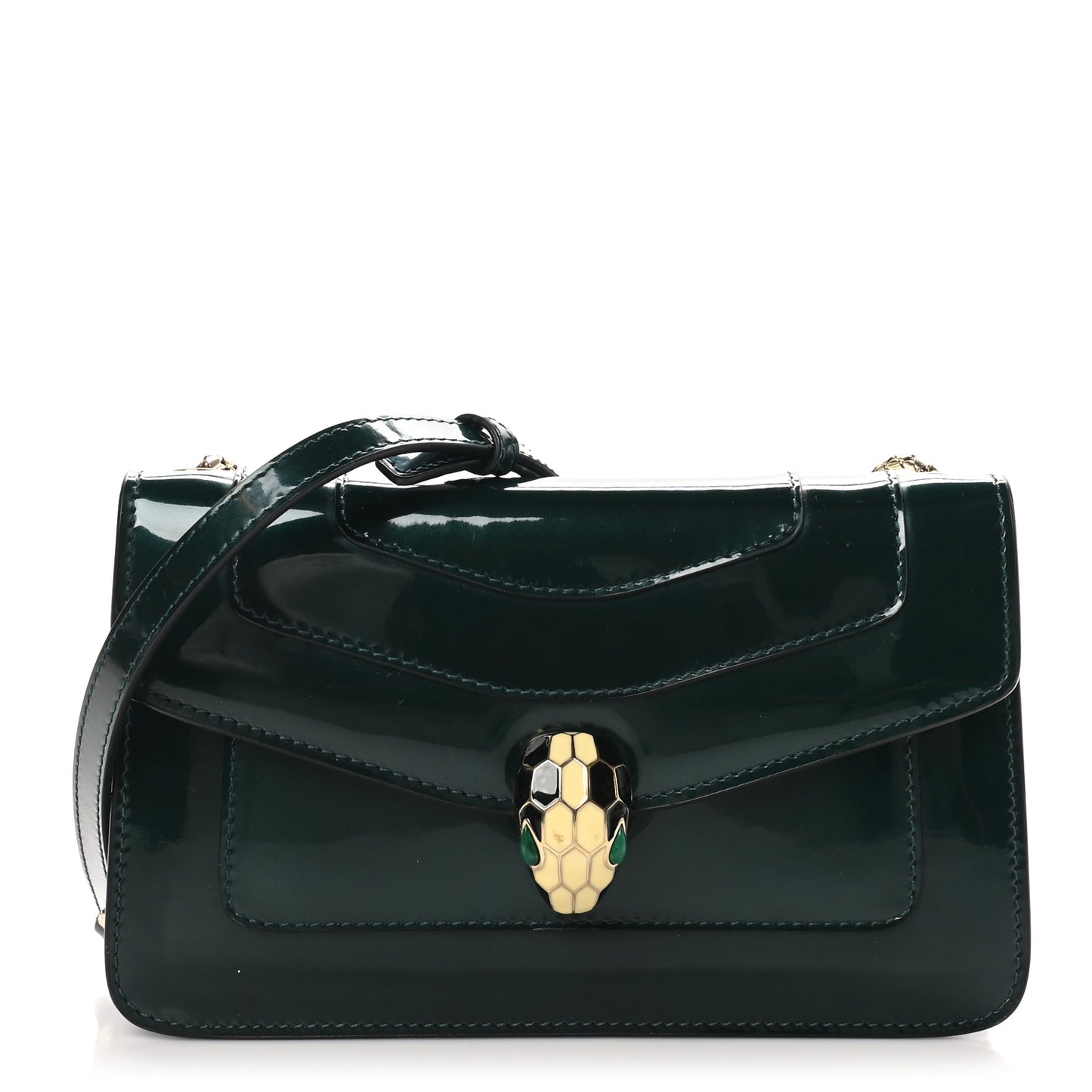 Patent Serpenti Forever Crossbody Emerald