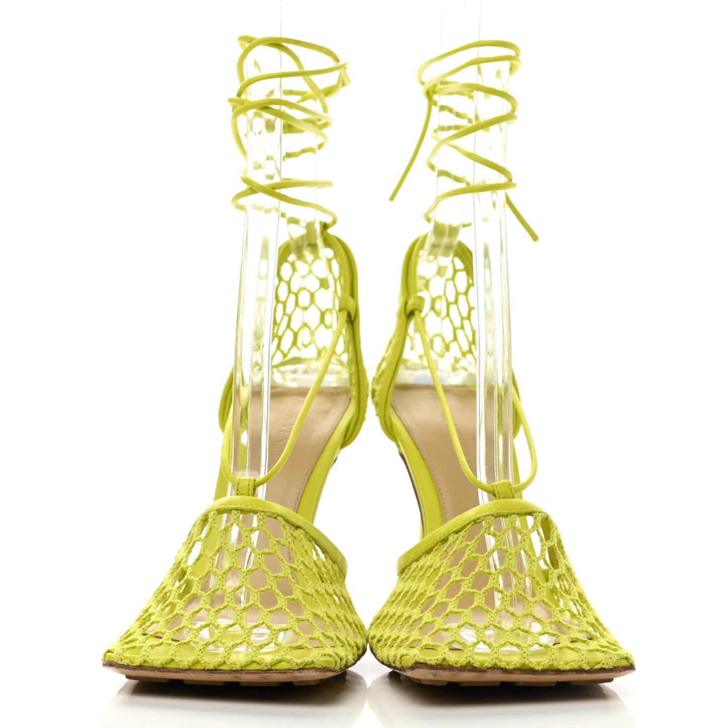 Mesh Nappa Stretch Ankle Tie Sandals 37 Kiwi