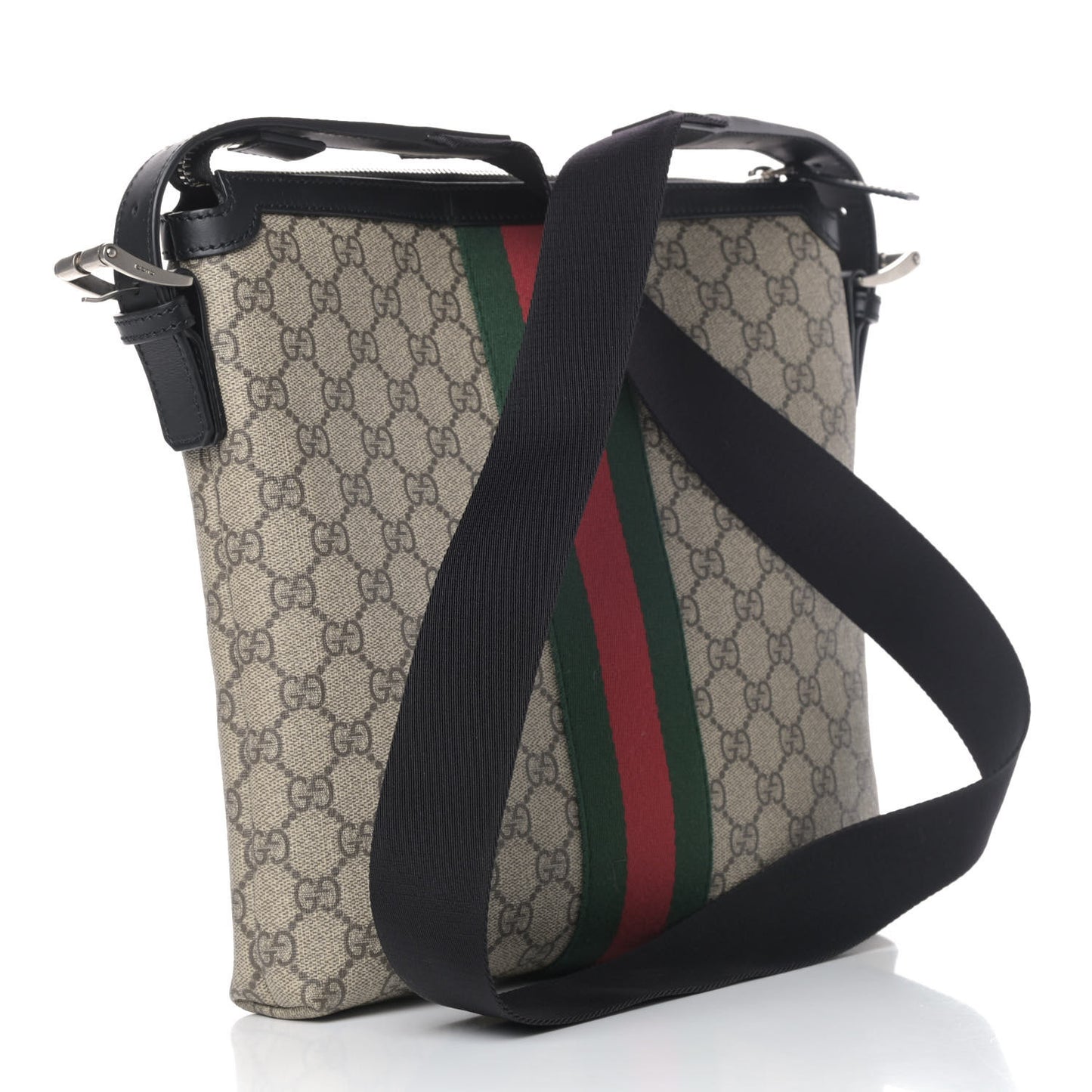 GG Supreme Monogram Web Messenger Bag Black