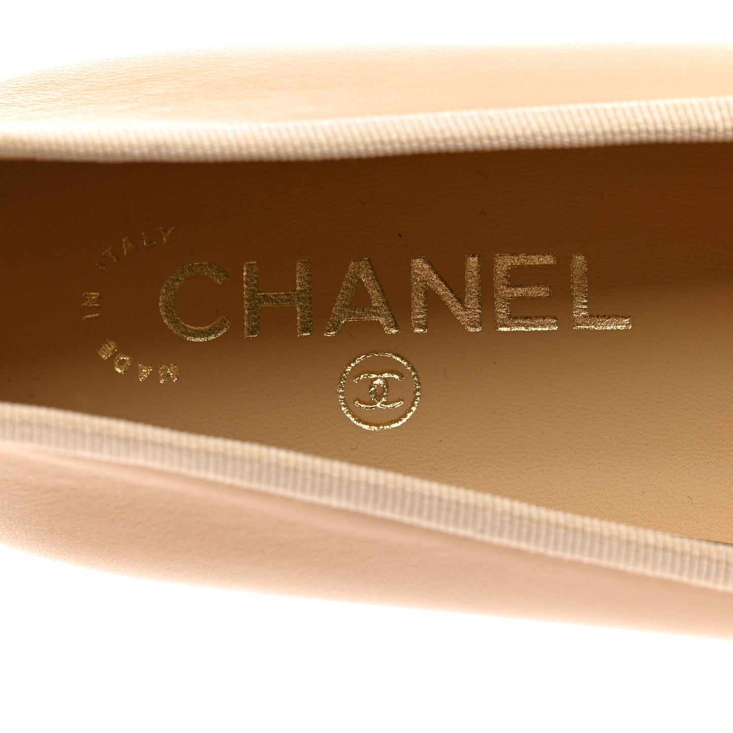 Lambskin Cap Toe Ballerina Flats 39.5 Beige Black