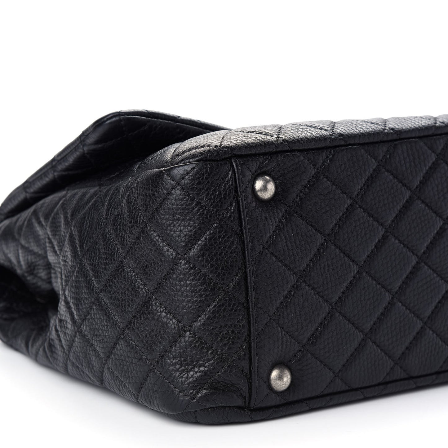 Calfskin Quilted XXL Travel Flap Bag Black