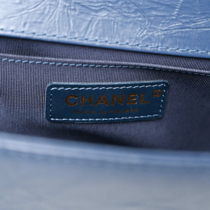 Chanel Aged Calfskin Quilted Medium Chain Detail Boy Flap Blue 6 of 10
