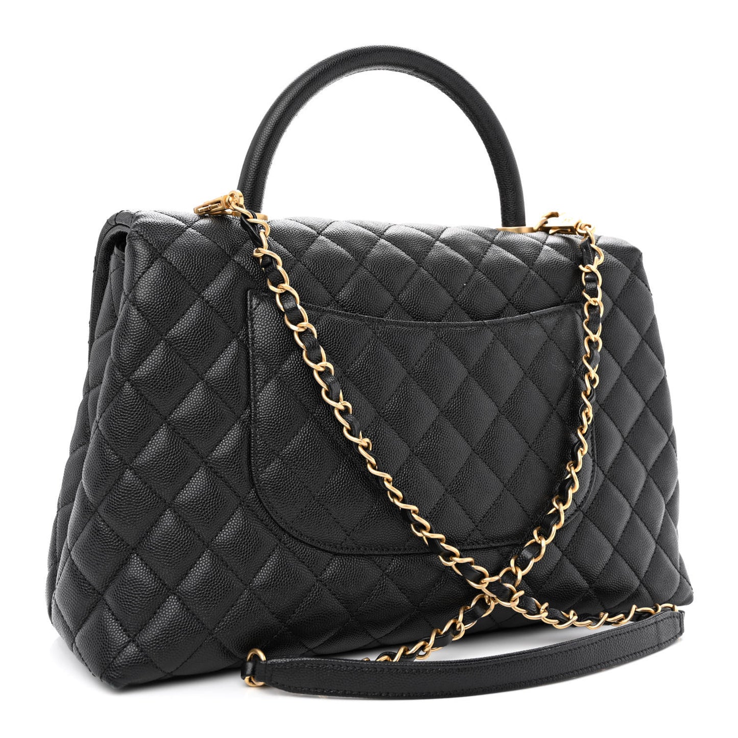Caviar Quilted Medium Coco Handle Flap Black