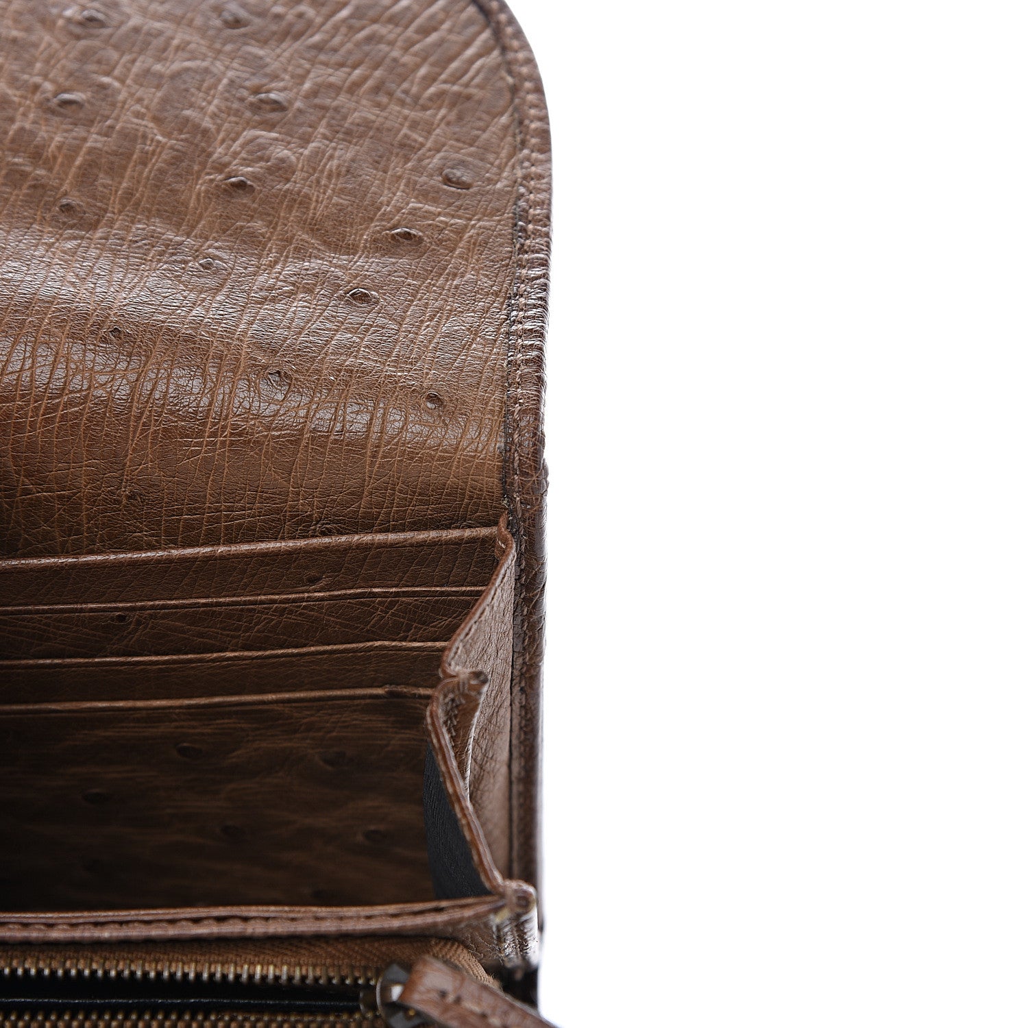 Gucci Ostrich 1973 Continental Clutch Wallet Brown 10 of 12