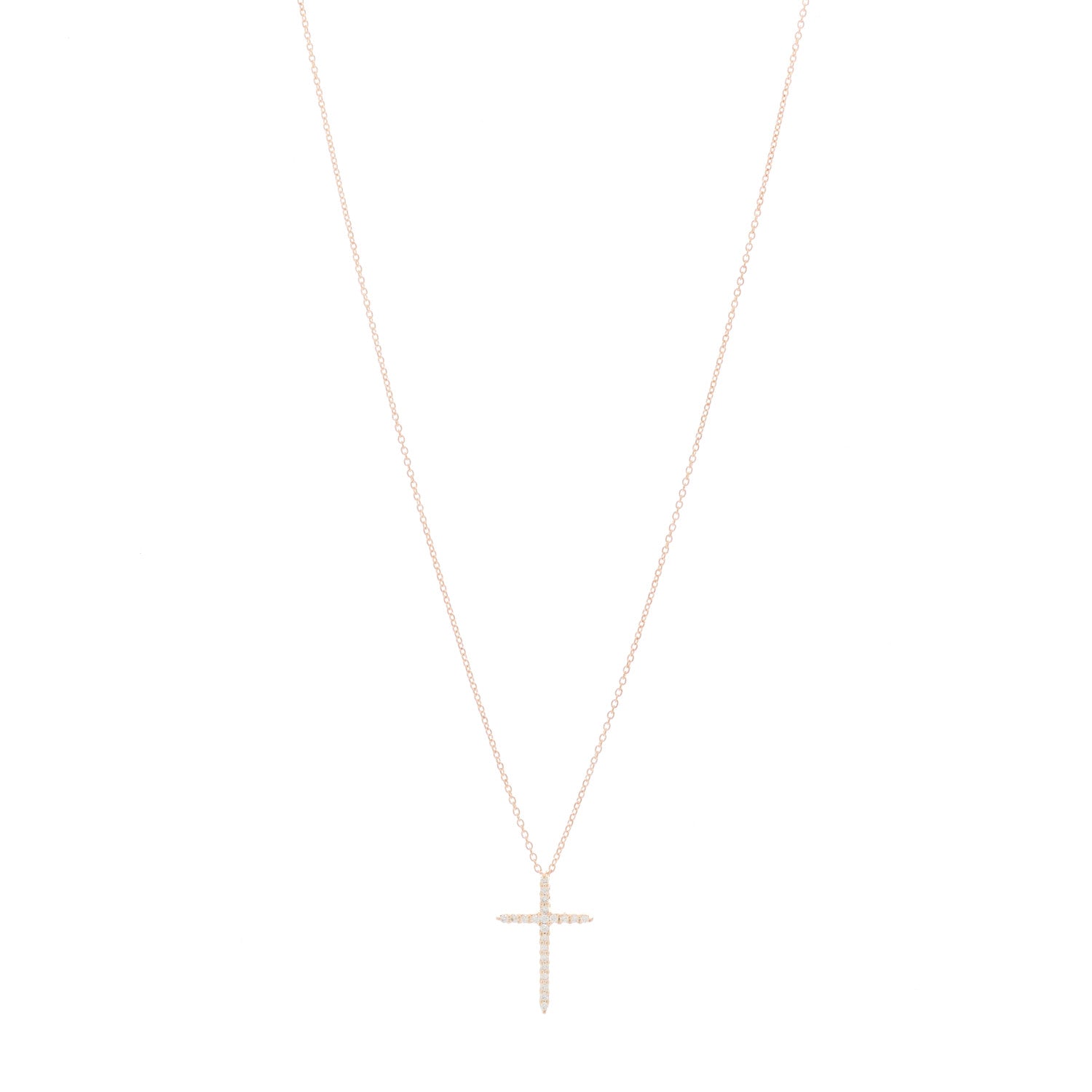 Roberto Coin 18K Rose Gold Diamond Cross Pendant Necklace 1 of 4