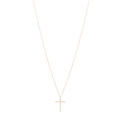 Roberto Coin 18K Rose Gold Diamond Cross Pendant Necklace 1 of 4