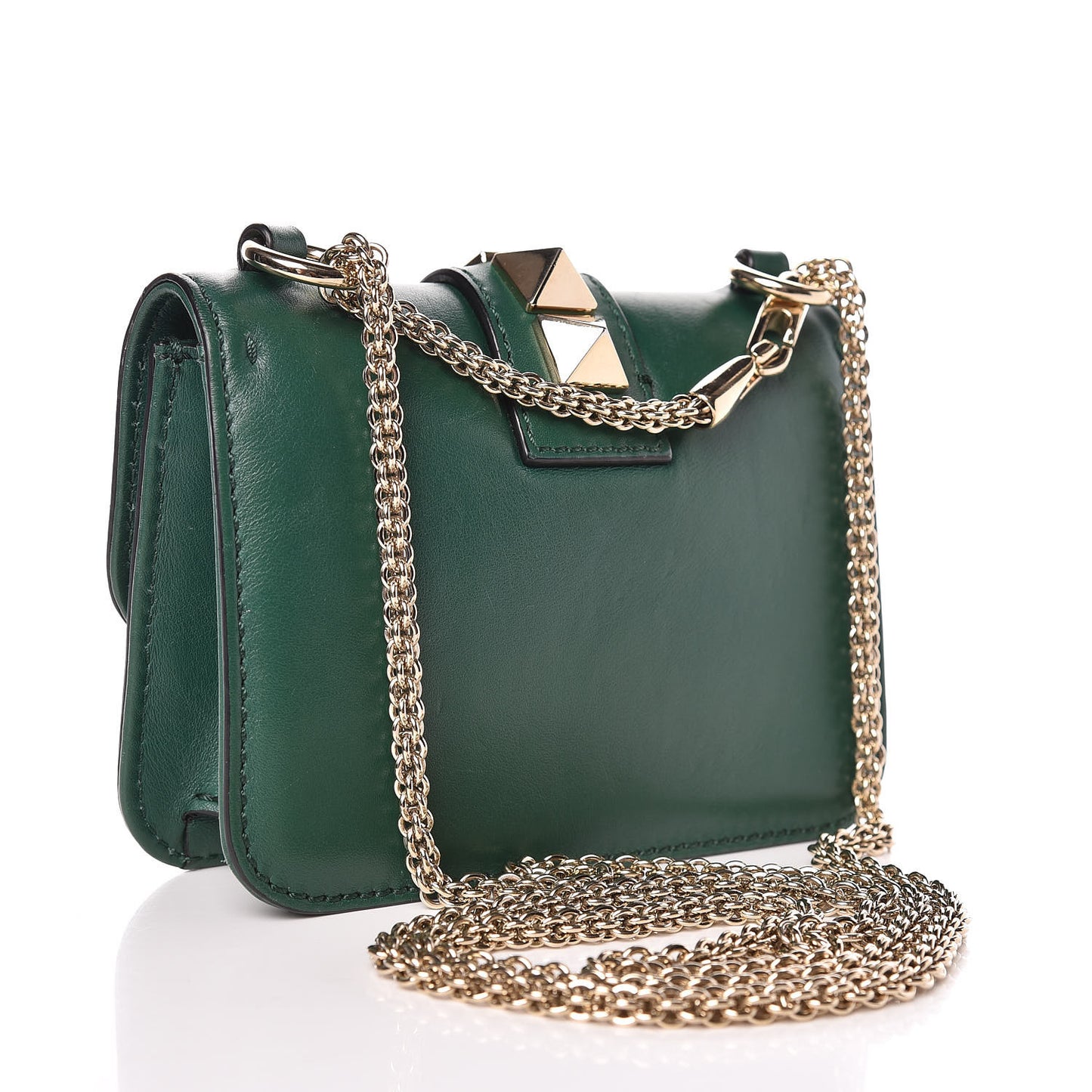 Vitello Mini Glam Lock Rockstud Flap Green