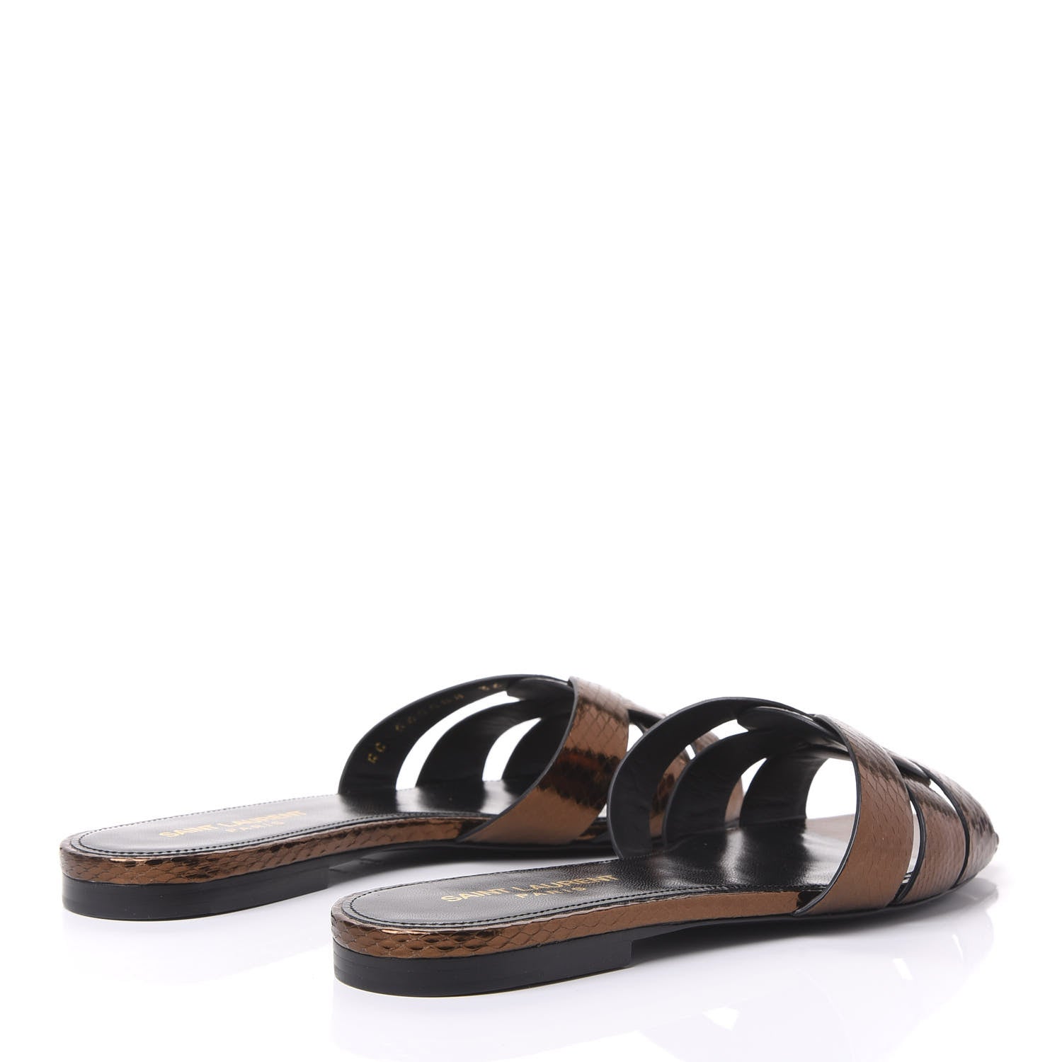 Saint Laurent Metallic Snakeskin Nu Pied 05 Slide Sandals 36 Kanyon Bronze 4 of 9