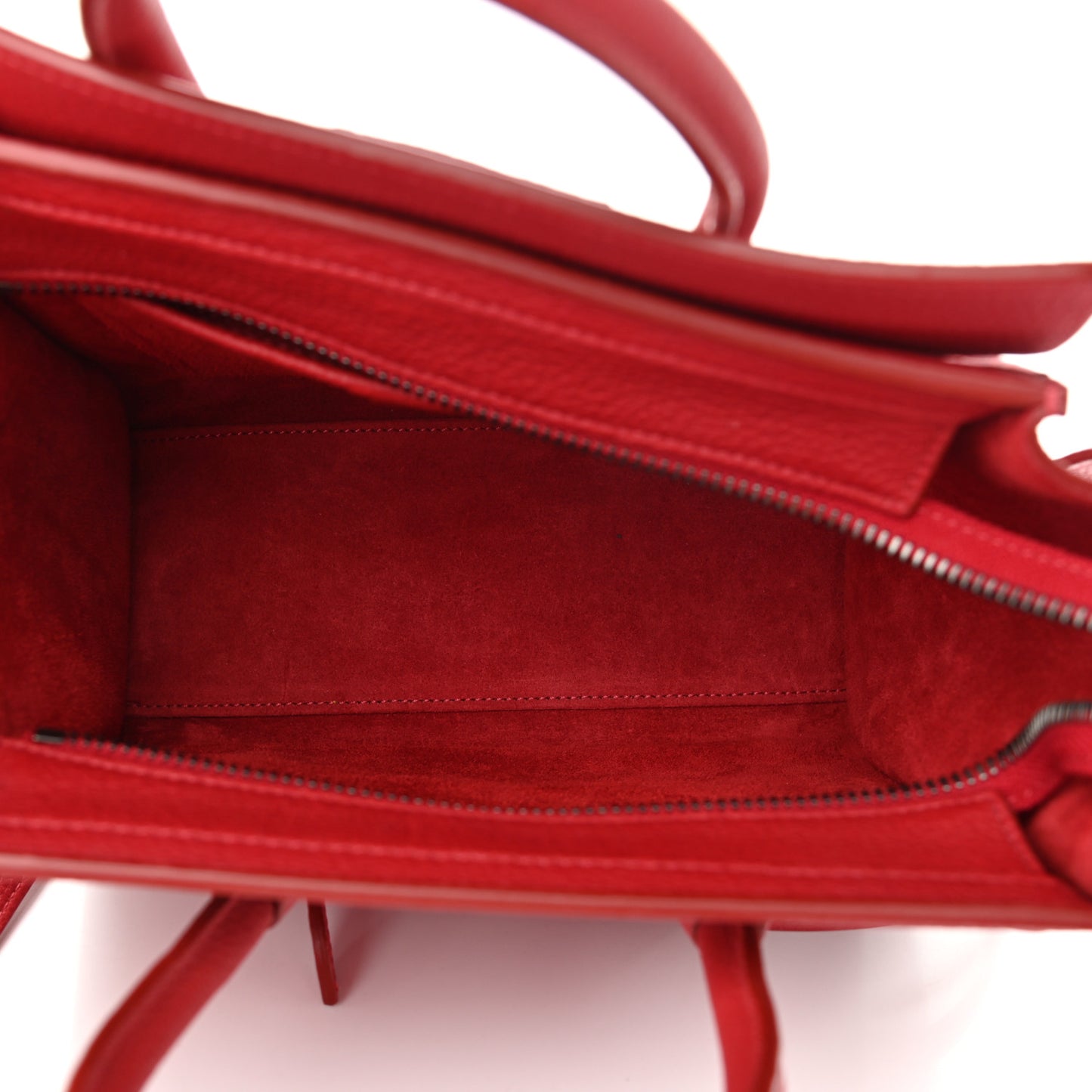 Drummed Calfskin Nano Luggage Red