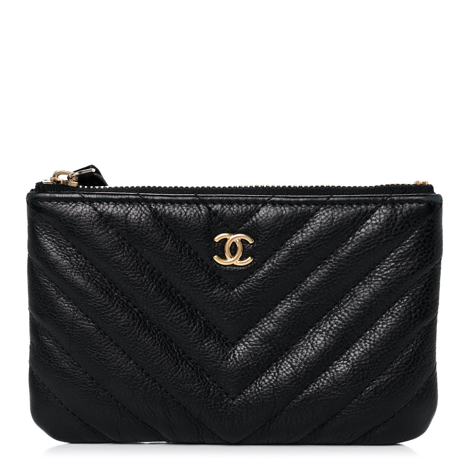 Chanel Crumpled Calfskin Chevron Quilted Small Cosmetic Case Black 1 of 11