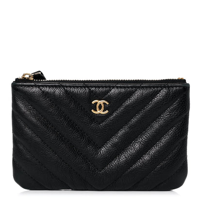 Chanel Crumpled Calfskin Chevron Quilted Small Cosmetic Case Black 1 of 11